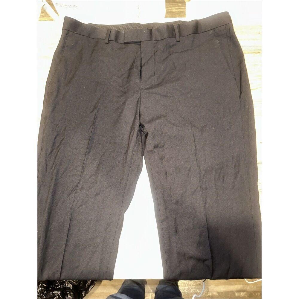 Soul Of London Dress Pants Mens 39x35 Slim Straight Unhemmed Black Stretch. 15